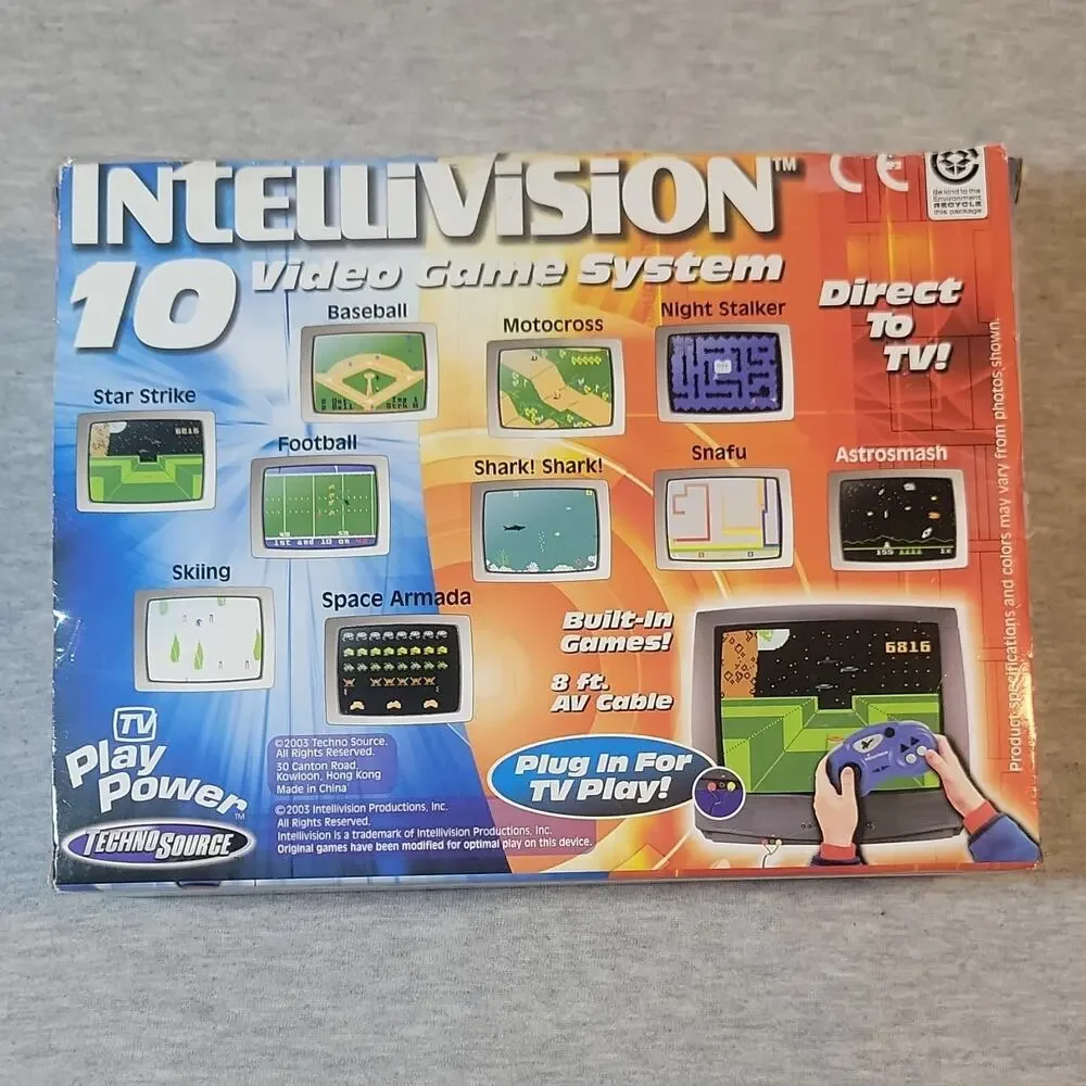 Techno Source Intellivision 10 Games Direct to TV Video Game System 10500, Box